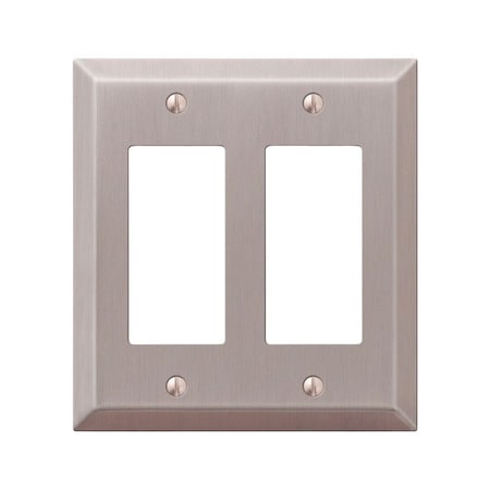 Amerelle Wall Plate, Number of Gangs: 2 Steel, Steel, Brushed Nickel Finish, Gray 163RRBN